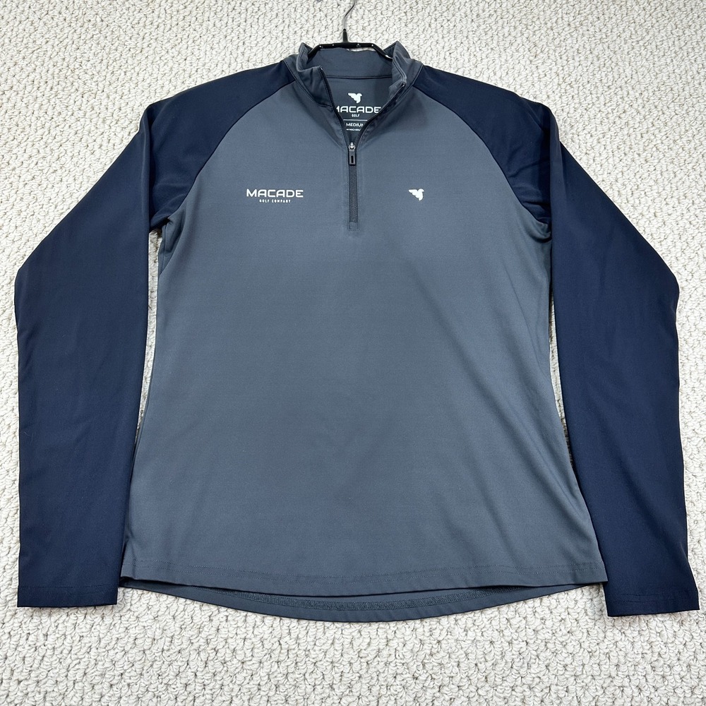 Macade Golf Co Pullover Womens M Black Gray 1/4 Zip Slim Fit Technical Stretch